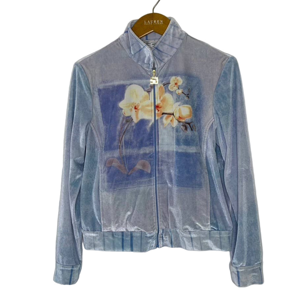 St. John Sport light blue velour zip‎ up jacket